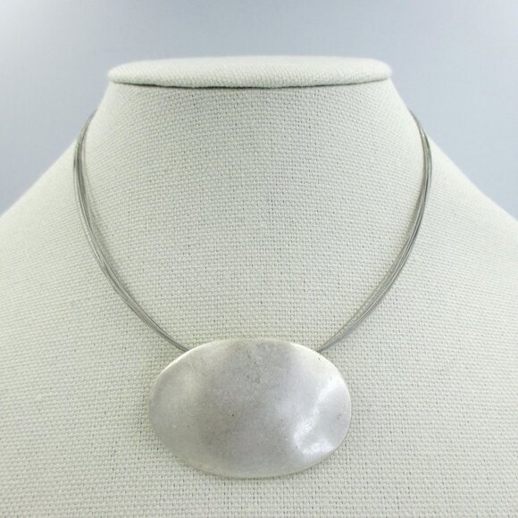 Premier Designs Jewelry - Premier Designs Silver Tone Large Oval Pendant Necklace